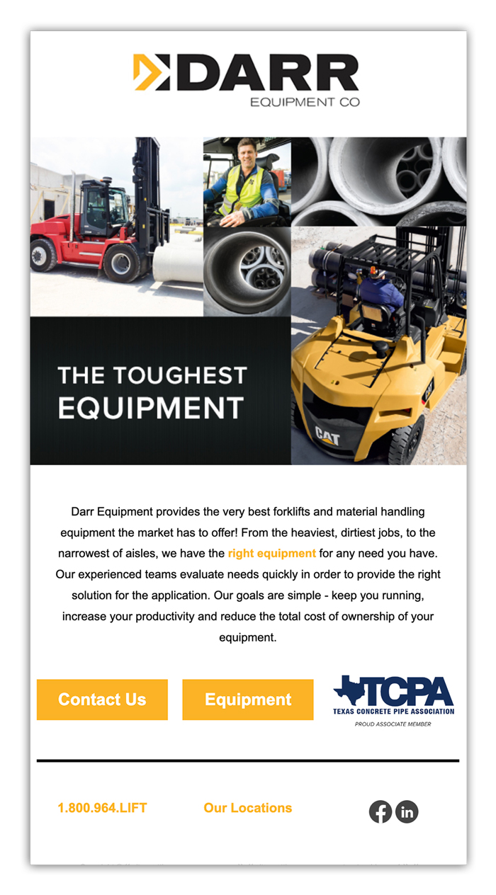 Email marketing of large class 5 forklifts