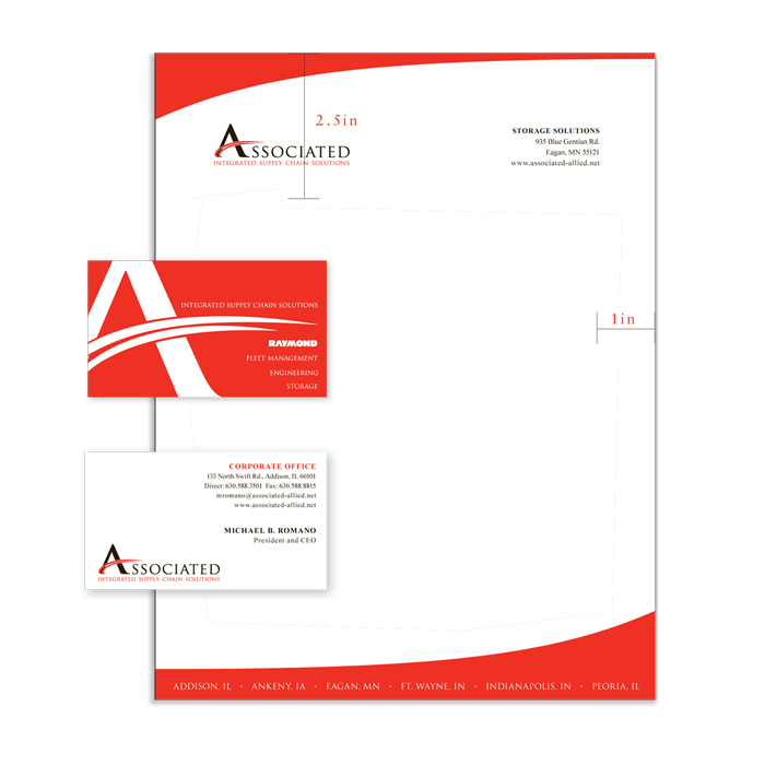 Letterhead and Business card design for Associated