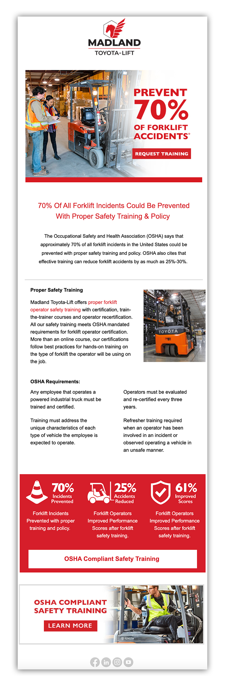 Email marketing of OSHA safety training