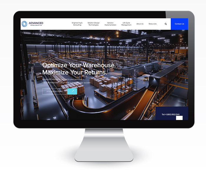 Advanced Intralogistics website on a desktop